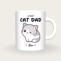 Personalised Kawaii Cat Mug, Cat Dad, front