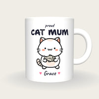 Personalised Kawaii Cat Mug, Cat Mum, front