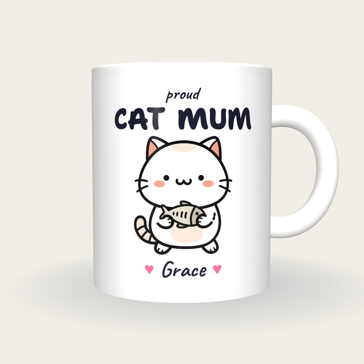 Personalised Kawaii Cat Mug, Cat Mum, front