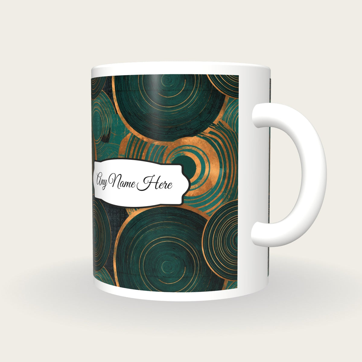 Engraving Spell Circles Name Mug, three-quarter view