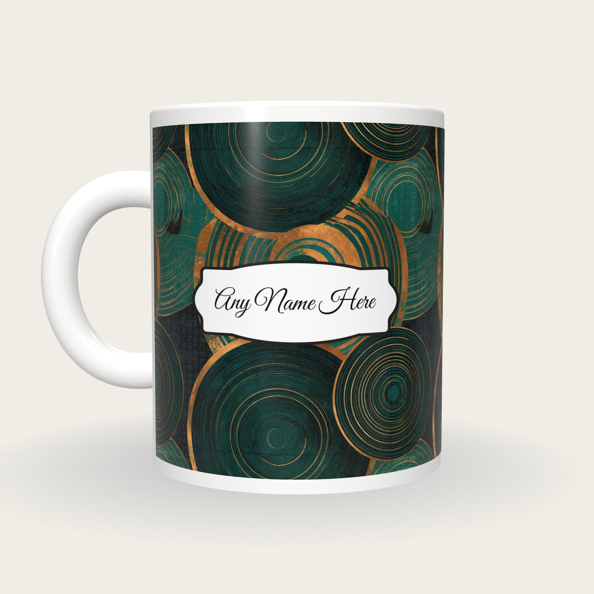 Engraving Spell Circles Name Mug, back with the second name label