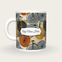 Folk Art Penny Farthings Name Mug, back with the second name label