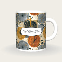 Folk Art Penny Farthings Name Mug, front with the name label