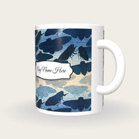 Letterpress Cicadas Name Mug, three-quarter view