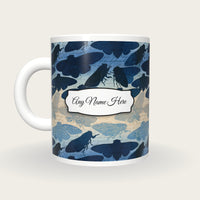 Letterpress Cicadas Name Mug, back with the second name label
