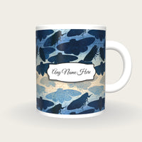 Letterpress Cicadas Name Mug, front with the name label