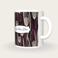 Indian Block Print Bulrush Name Mug, three-quarter view