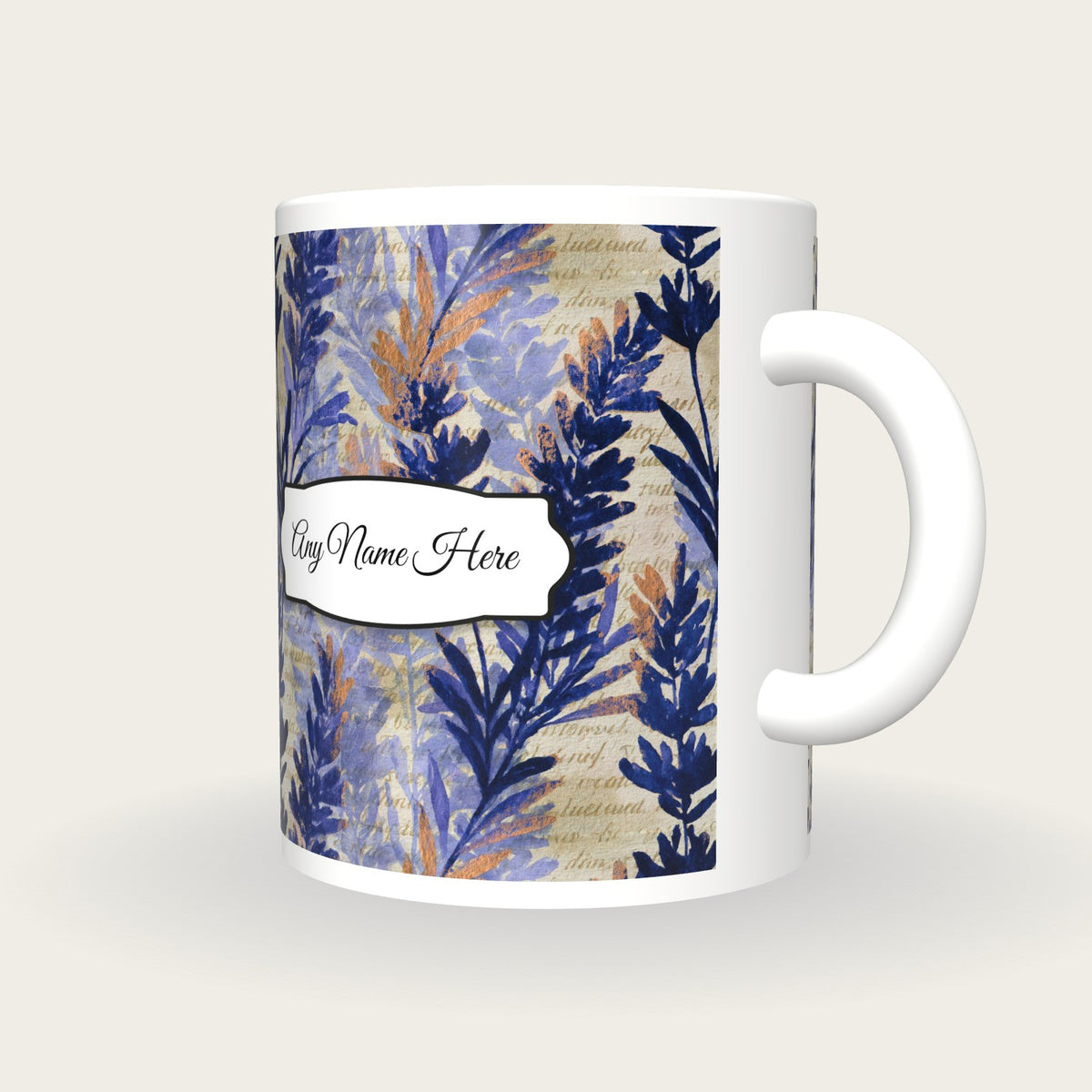 Watercolour Lavender Abstract Name Mug 2, three-quarter view