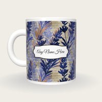 Watercolour Lavender Abstract Name Mug 2, back with the second name label