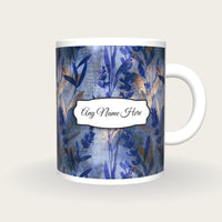 Watercolour Lavender Abstract Name Mug, front with the name label