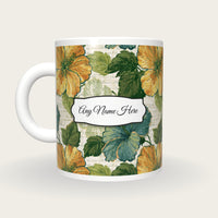 Indian Block Print Hibiscus Name Mug 2, back with the second name label