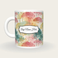 Watercolour Queens Lace Name Mug, back with the second name label