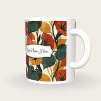 Woodcut Morning Glory Name Mug, three-quarter view