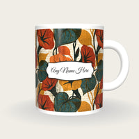 Woodcut Morning Glory Name Mug, front with the name label