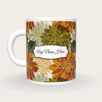 Woodcut Dahlias Name Mug, back with the second name label