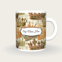 Woodblock Tiaras Name Mug 2, front with the name label