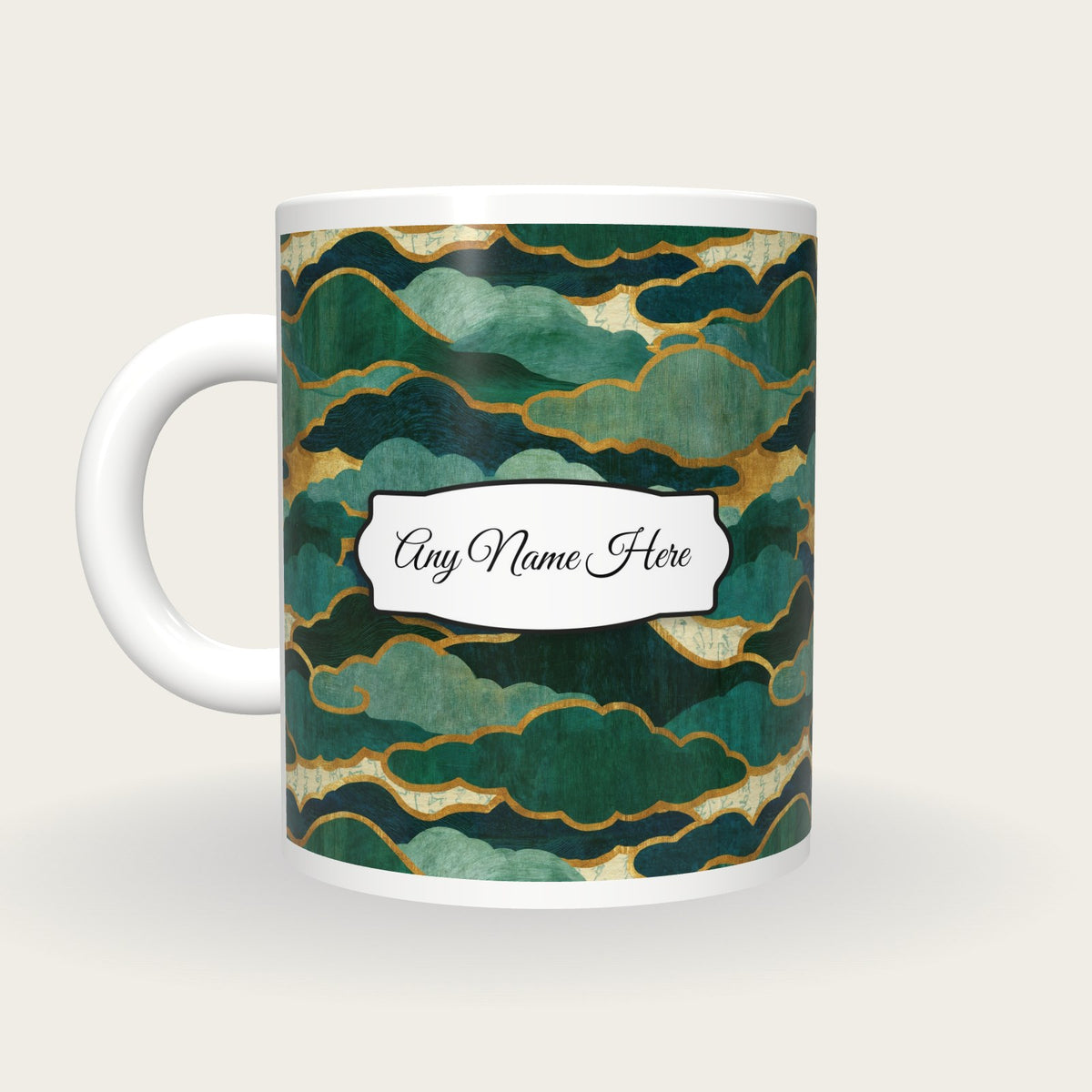 Woodcut Fog Banks Name Mug, back with the second name label