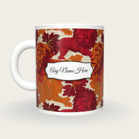 Embroidery Lions Rampant Name Mug, back with the second name label