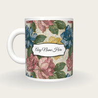 Mezzotint Gardenias Name Mug, back with the second name label