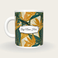 Risograph Birds Of Paradise Name Mug, back with the second name label