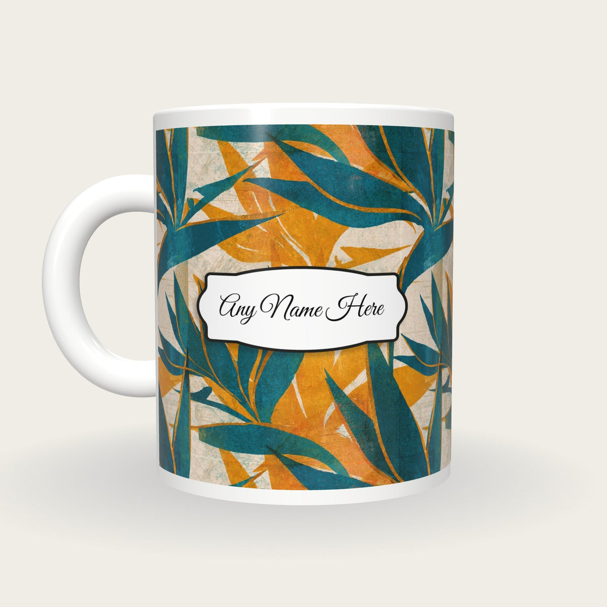 Risograph Birds Of Paradise Name Mug 3, back with the second name label