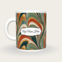 Paper Marbling Adobe Abstract Name Mug, back with the second name label