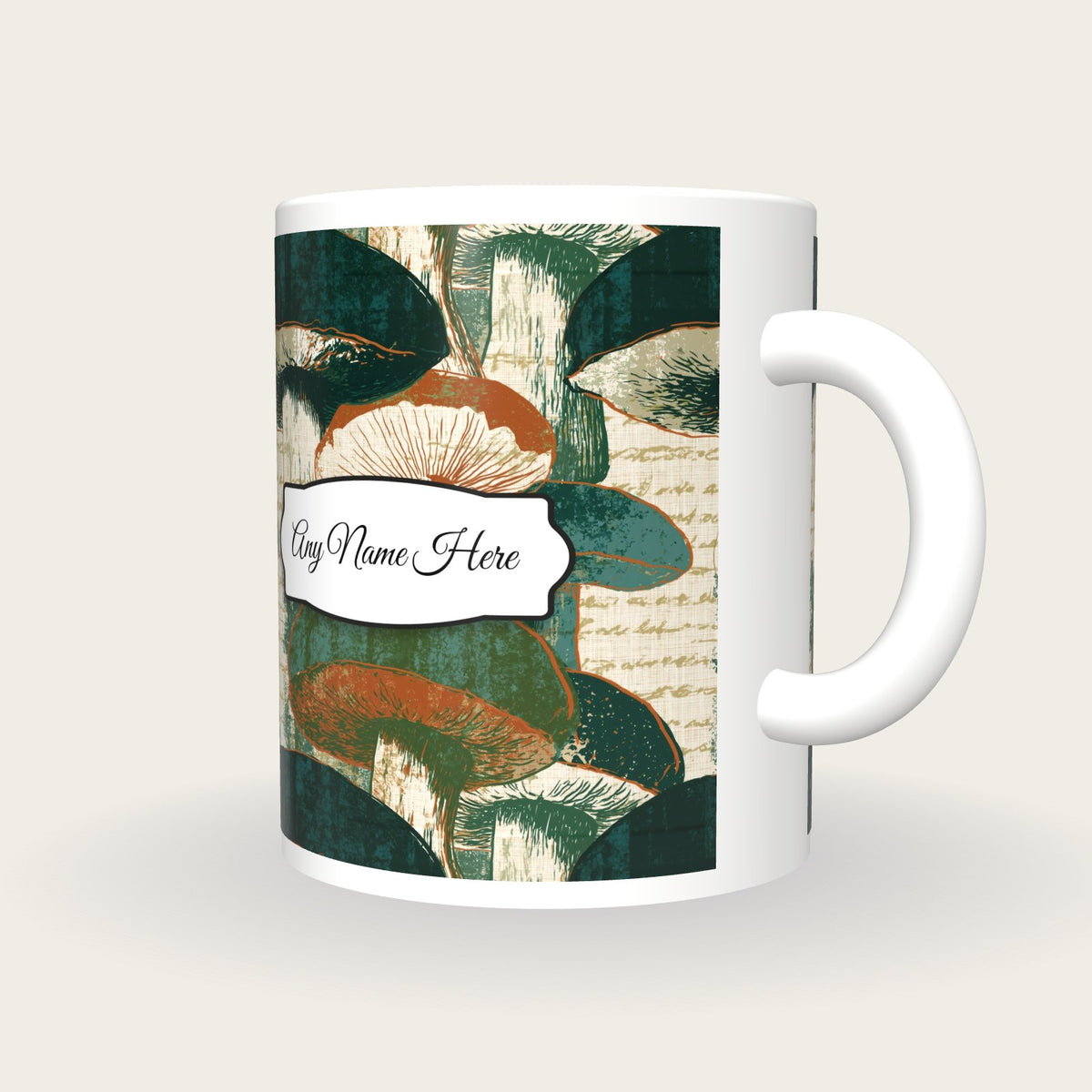 Pop Art Boletus Name Mug, three-quarter view