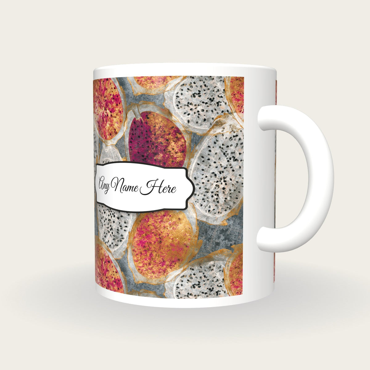 X-ray Dragon Fruit Name Mug, three-quarter view