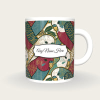 Ukiyo-e Budgerigars Name Mug, front with the name label