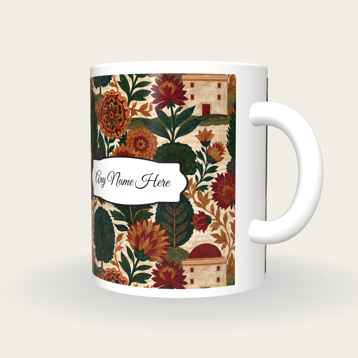 Mughal Water Mills Name Mug 2, three-quarter view