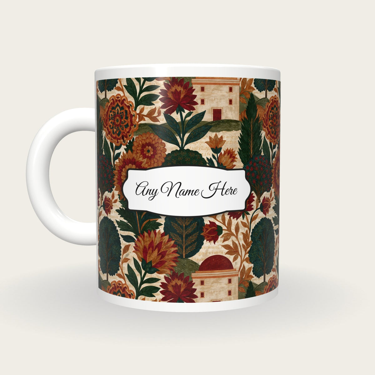 Mughal Water Mills Name Mug 2, back with the second name label