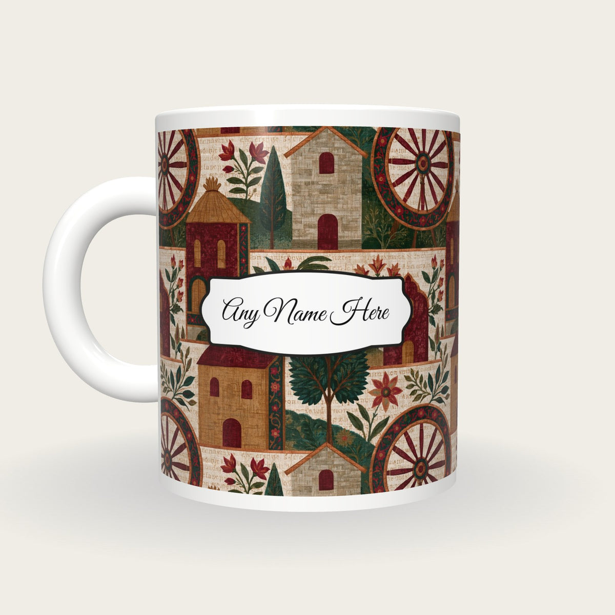Mughal Water Mills Name Mug, back with the second name label