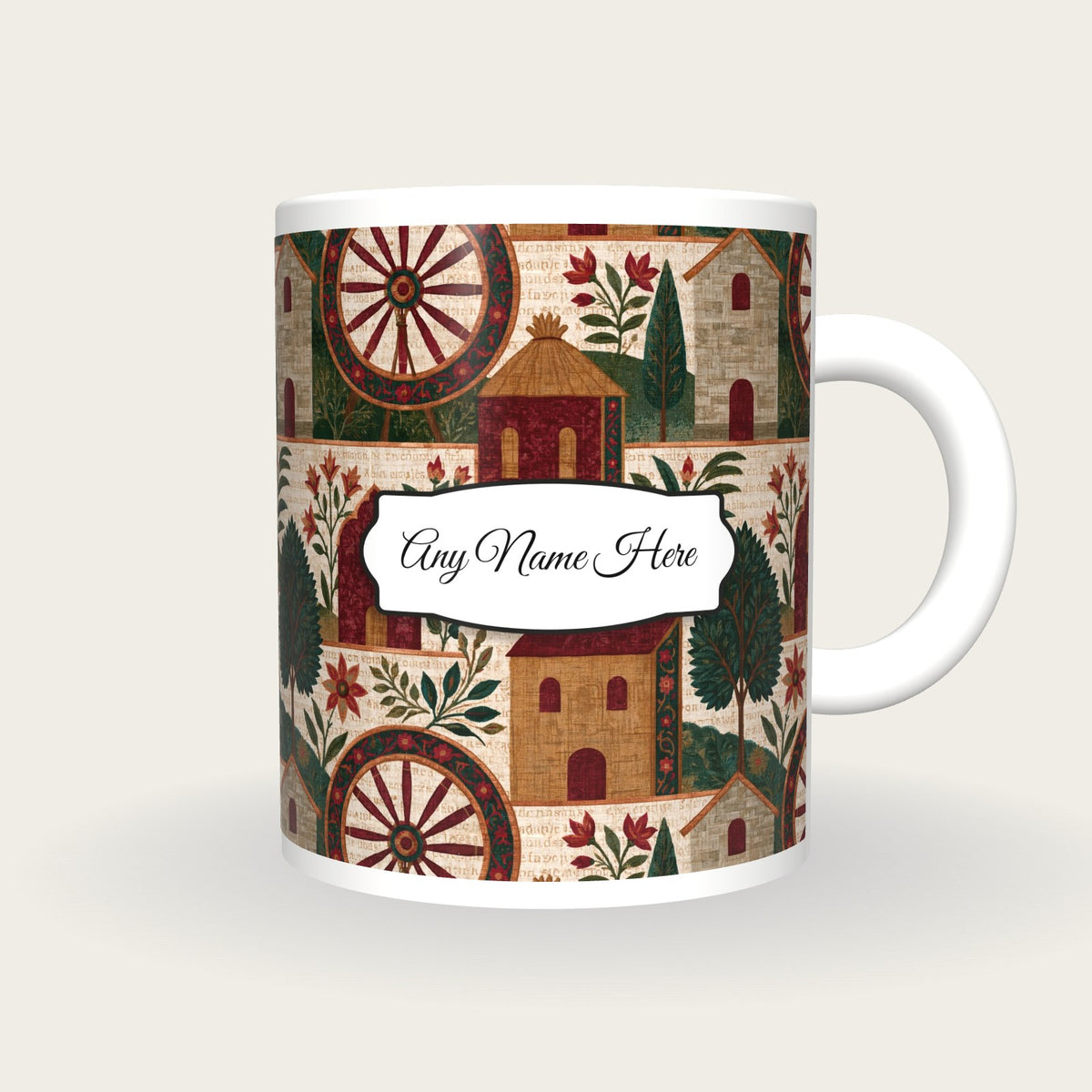 Mughal Water Mills Name Mug, front with the name label