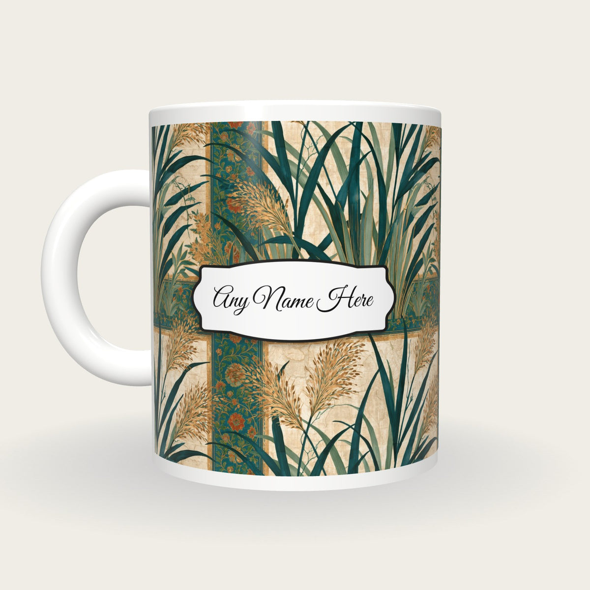 Mughal Reed Miniature Name Mug, back with the second name label
