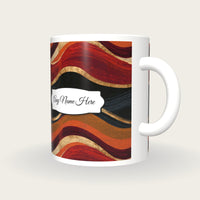 Scratchboard Cinnamon Abstract Name Mug, three-quarter view