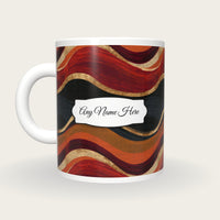 Scratchboard Cinnamon Abstract Name Mug, back with the second name label