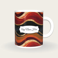 Scratchboard Cinnamon Abstract Name Mug, front with the name label