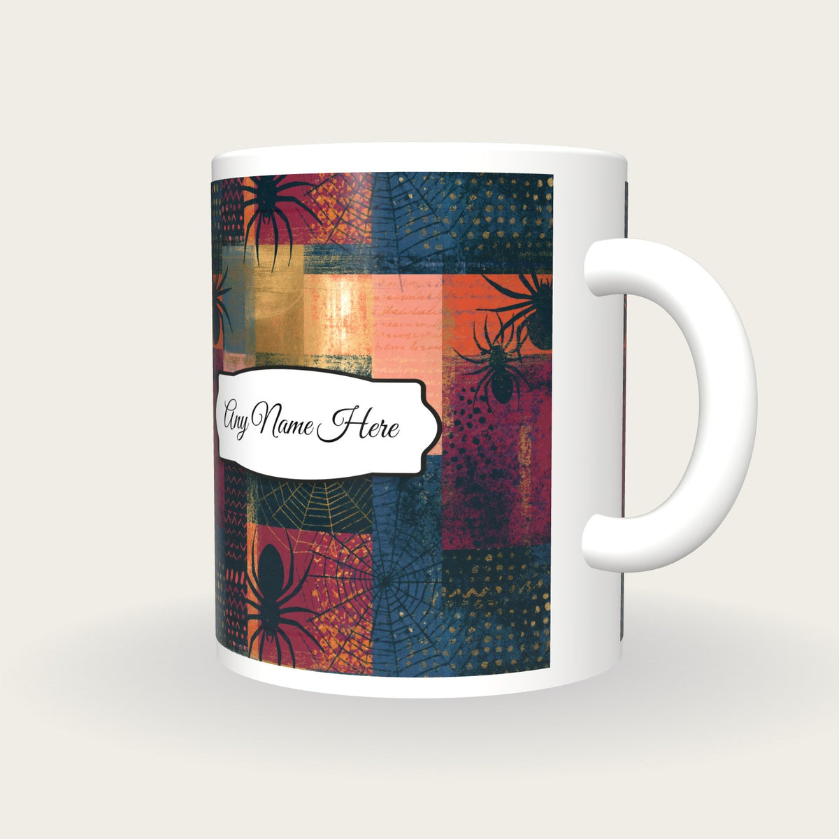 Memphis Spider Web Name Mug, three-quarter view