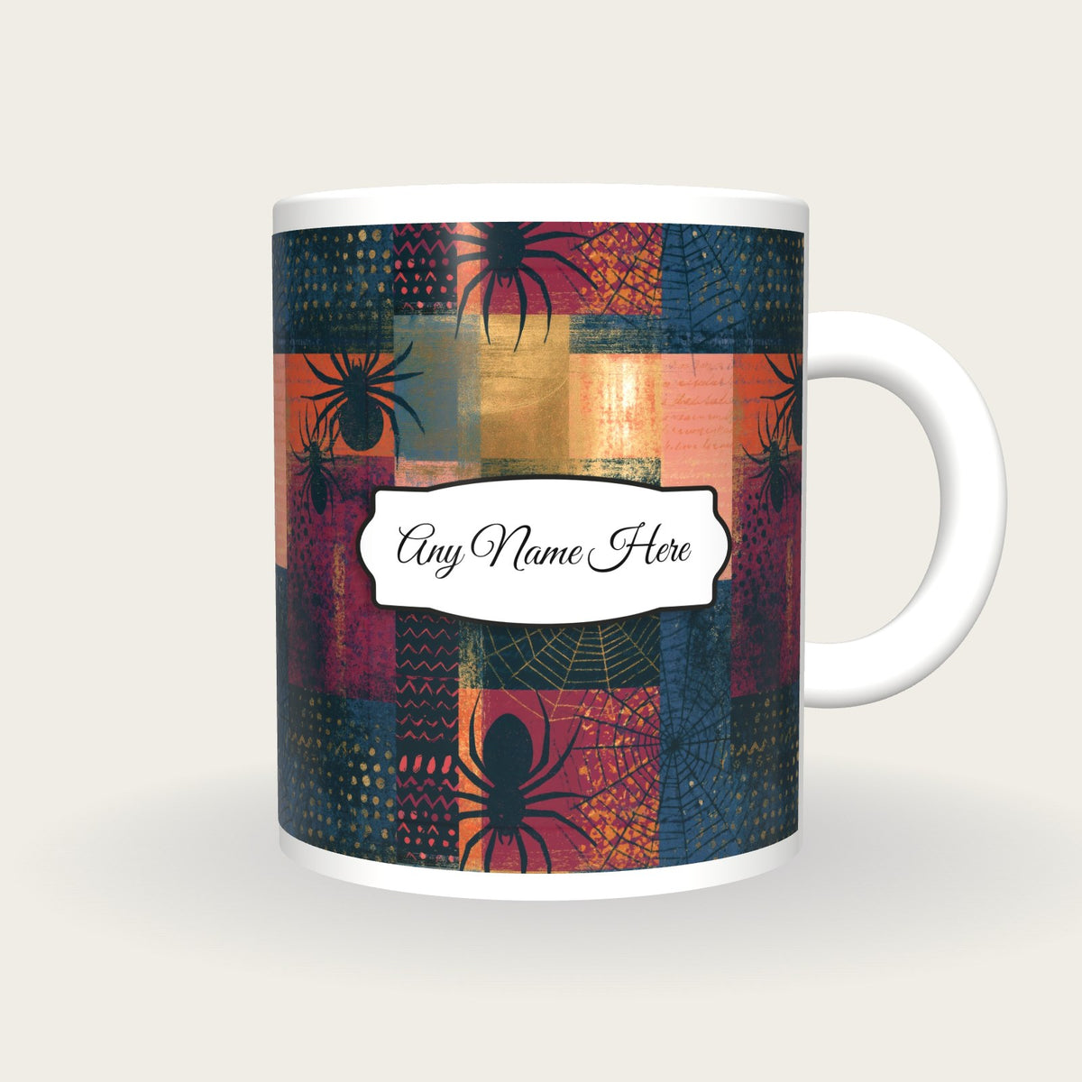 Memphis Spider Web Name Mug, front with the name label