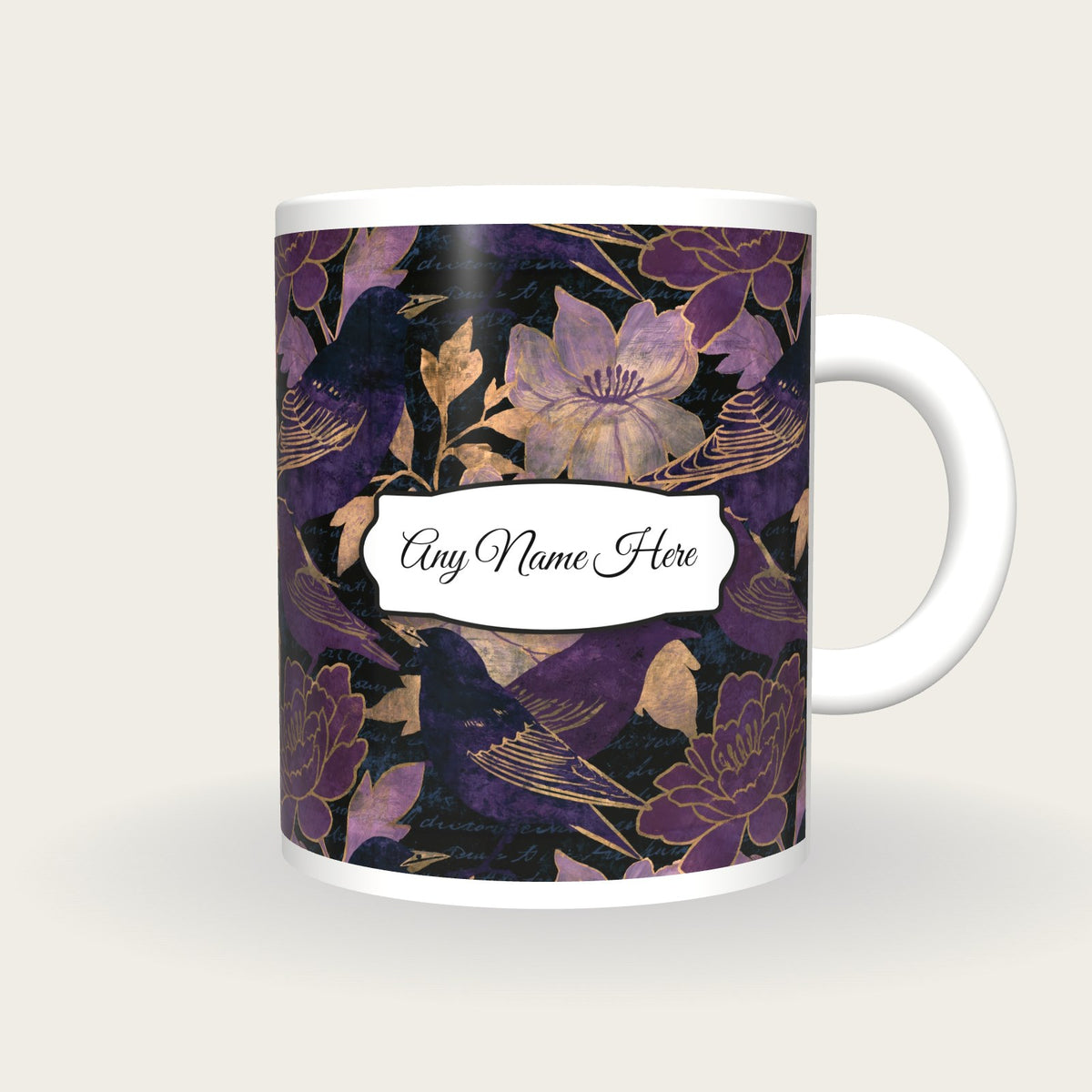 Oil Pastel Starlings Name Mug 3, front with the name label