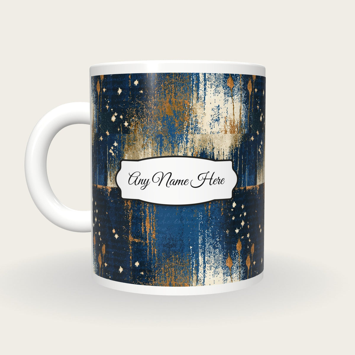Pixel Reed Name Mug, back with the second name label