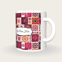 Mexican Folk Cherry Abstract Name Mug 2, three-quarter view