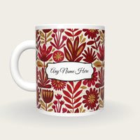 Mexican Folk Cherry Abstract Name Mug 4, back with the second name label