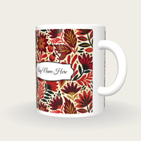 Mexican Folk Cherry Abstract Name Mug, three-quarter view