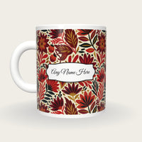 Mexican Folk Cherry Abstract Name Mug, back with the second name label