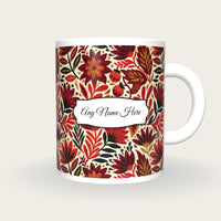 Mexican Folk Cherry Abstract Name Mug, front with the name label
