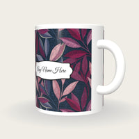 Pointillism Olive Branches Name Mug, three-quarter view