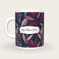 Pointillism Olive Branches Name Mug, back with the second name label