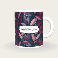 Pointillism Olive Branches Name Mug, front with the name label