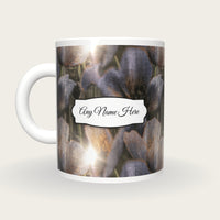 Pointillism Poppy Name Mug, back with the second name label